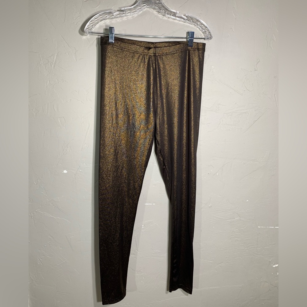 Shimmery dark gold and black leggings